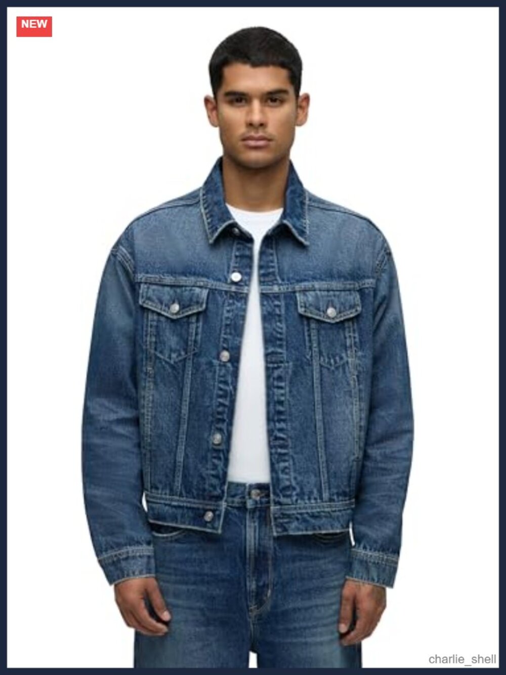 Rigid Denim Trucker Jacket Boxy Cropped Point Collar Anorak Relaxed